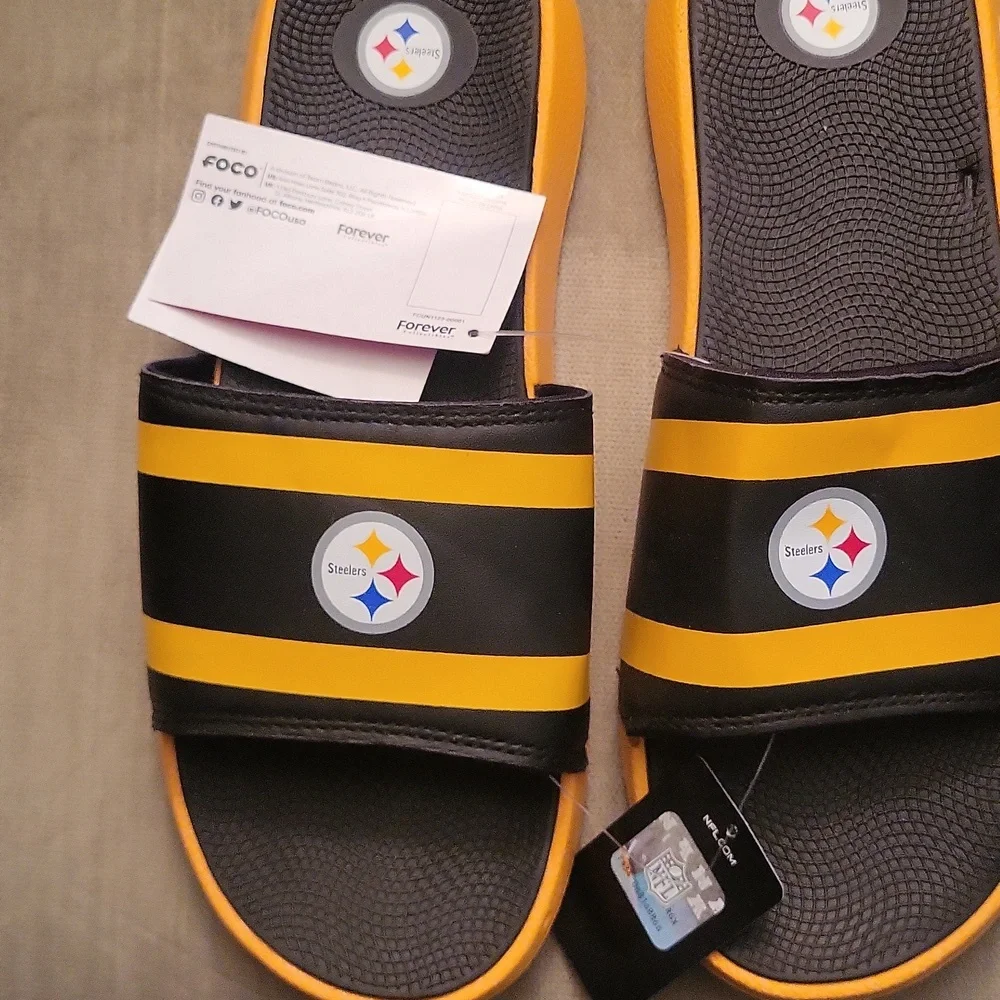 NFL Steelers Black and Yellow Slide Sandals - Picture 2 of 6
